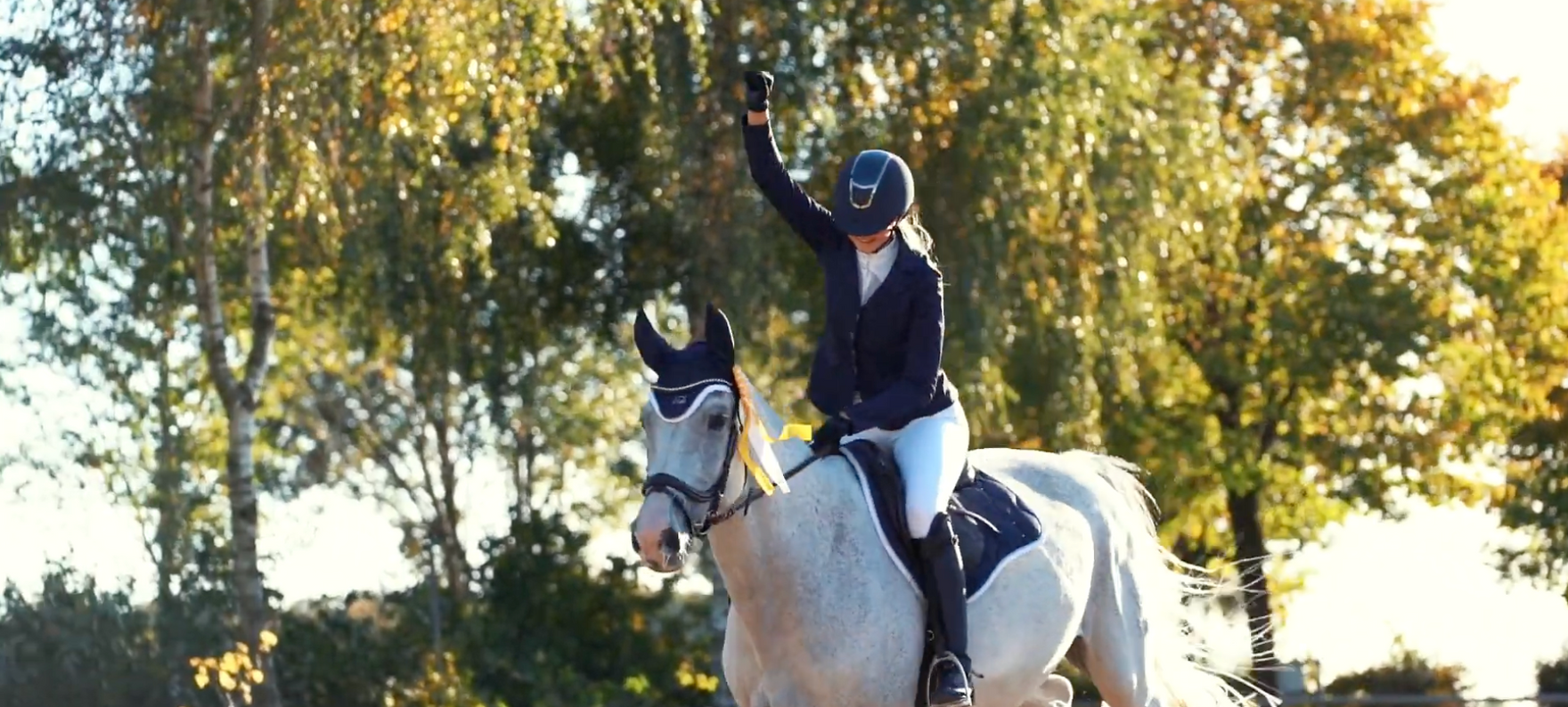 A visual composition showcasing a guide on maintaining equestrian apparel and gear in top shape. To the left, there's an infographic with steps for cleaning and caring for various parts of the apparel